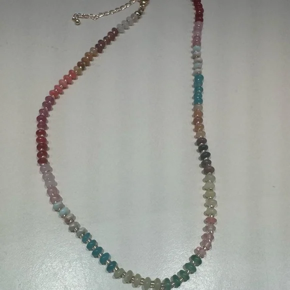 Boho Multicolor Rainbow Stone Necklace One Size Anthropologie NWOT - Picture 2 of 5